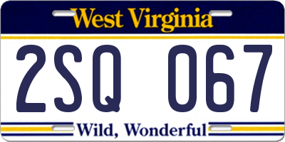 WV license plate 2SQ067