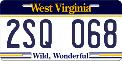 WV license plate 2SQ068