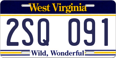 WV license plate 2SQ091
