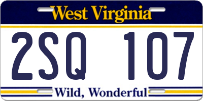 WV license plate 2SQ107