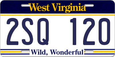 WV license plate 2SQ120