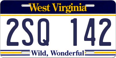 WV license plate 2SQ142