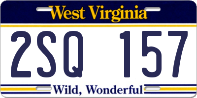 WV license plate 2SQ157