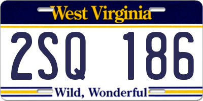 WV license plate 2SQ186