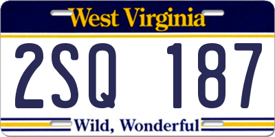 WV license plate 2SQ187