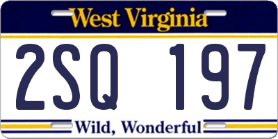 WV license plate 2SQ197
