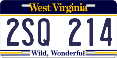 WV license plate 2SQ214
