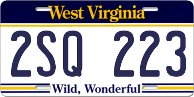 WV license plate 2SQ223