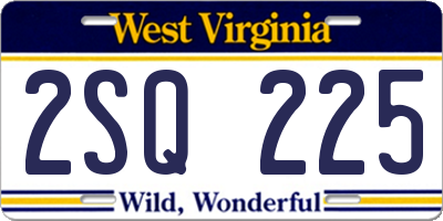 WV license plate 2SQ225