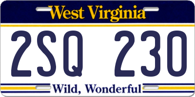 WV license plate 2SQ230