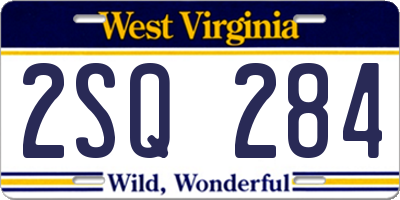 WV license plate 2SQ284