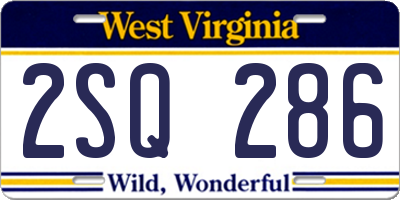 WV license plate 2SQ286