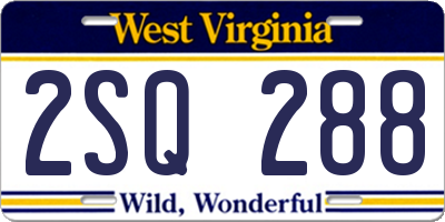 WV license plate 2SQ288