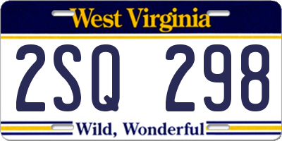 WV license plate 2SQ298