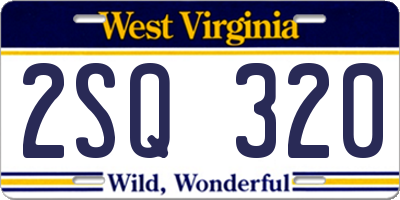 WV license plate 2SQ320