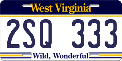 WV license plate 2SQ333