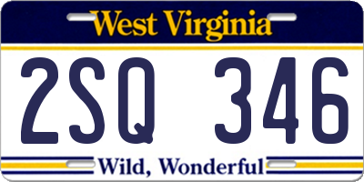 WV license plate 2SQ346