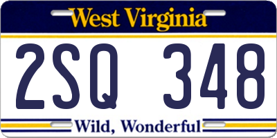 WV license plate 2SQ348