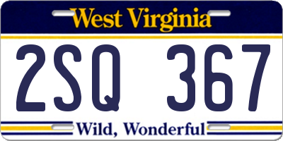 WV license plate 2SQ367