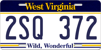 WV license plate 2SQ372