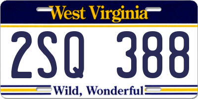 WV license plate 2SQ388