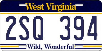 WV license plate 2SQ394