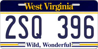 WV license plate 2SQ396