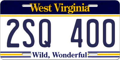 WV license plate 2SQ400