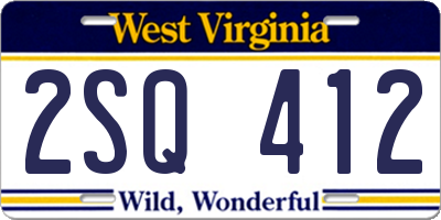 WV license plate 2SQ412