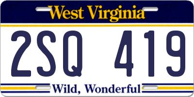 WV license plate 2SQ419