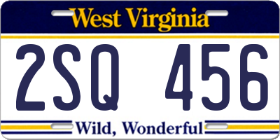 WV license plate 2SQ456