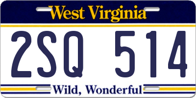 WV license plate 2SQ514