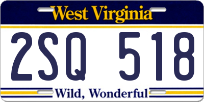 WV license plate 2SQ518