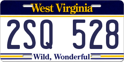 WV license plate 2SQ528