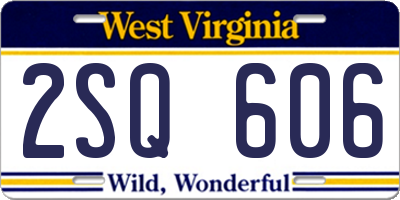 WV license plate 2SQ606