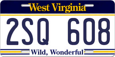 WV license plate 2SQ608