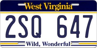 WV license plate 2SQ647