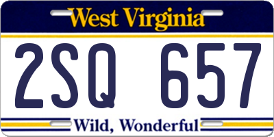 WV license plate 2SQ657