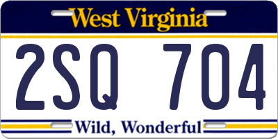 WV license plate 2SQ704