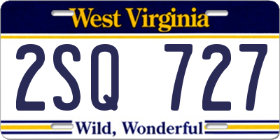 WV license plate 2SQ727