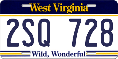 WV license plate 2SQ728