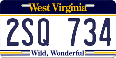 WV license plate 2SQ734