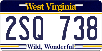 WV license plate 2SQ738
