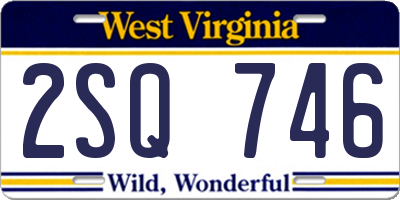 WV license plate 2SQ746