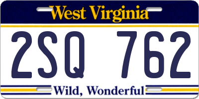 WV license plate 2SQ762