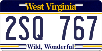 WV license plate 2SQ767