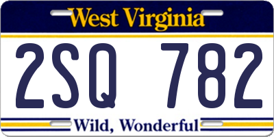 WV license plate 2SQ782