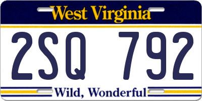 WV license plate 2SQ792
