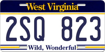 WV license plate 2SQ823