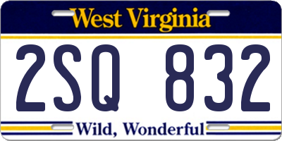 WV license plate 2SQ832